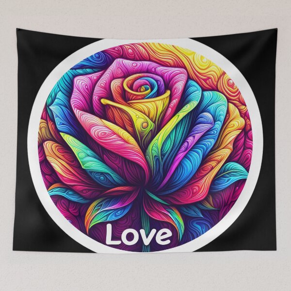 Item preview, Colorful rose saying "I love you" designed and sold by AI-Only Creations.