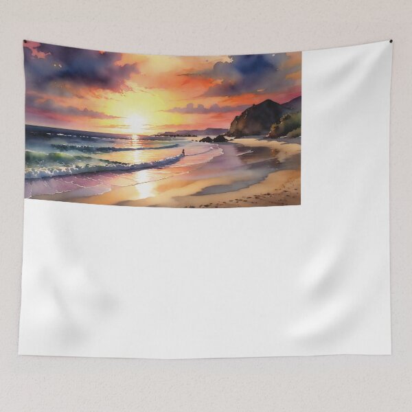 Item preview, Tranquil Evening Stroll: Sunset Serenity on a Secluded Beach designed and sold by PanoramaPrints.