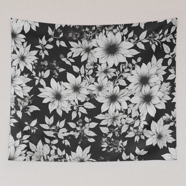 Item preview, Contrasting Elegance: White Florals on Black designed and sold by nexanova369.