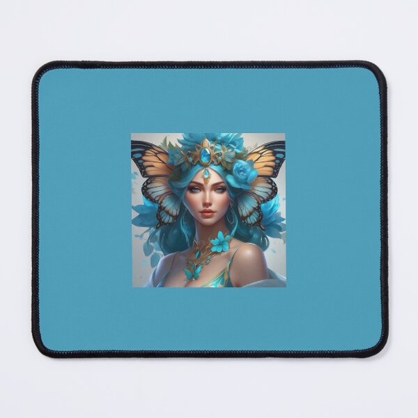 Item preview, Fairy With Blue And Golden Wings On Her Headpiece designed and sold by FlutterbyFairy.