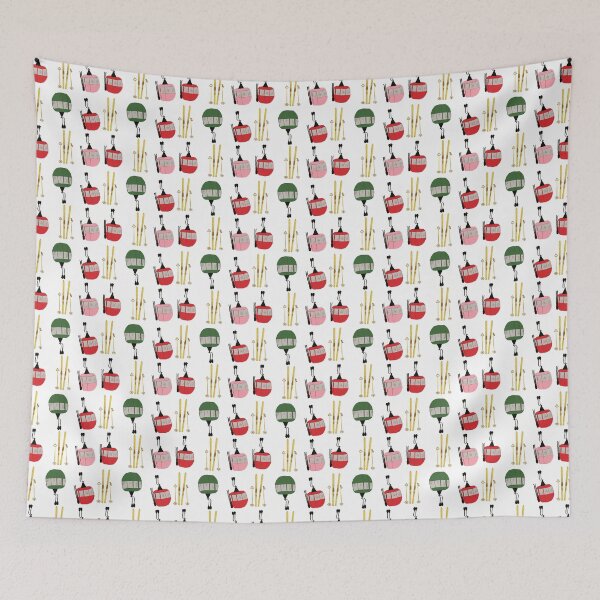 Item preview, Funny Retro Ski Lift Vintage Skis Winter Pattern designed and sold by pink-cowboy.