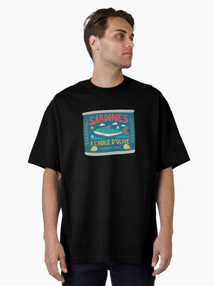 Thumbnail 2 of 7, Oversized T-Shirt, Sardines a l’huile d’ olive - Vintage tin by Cecca Designs designed and sold by Cecca-Designs.