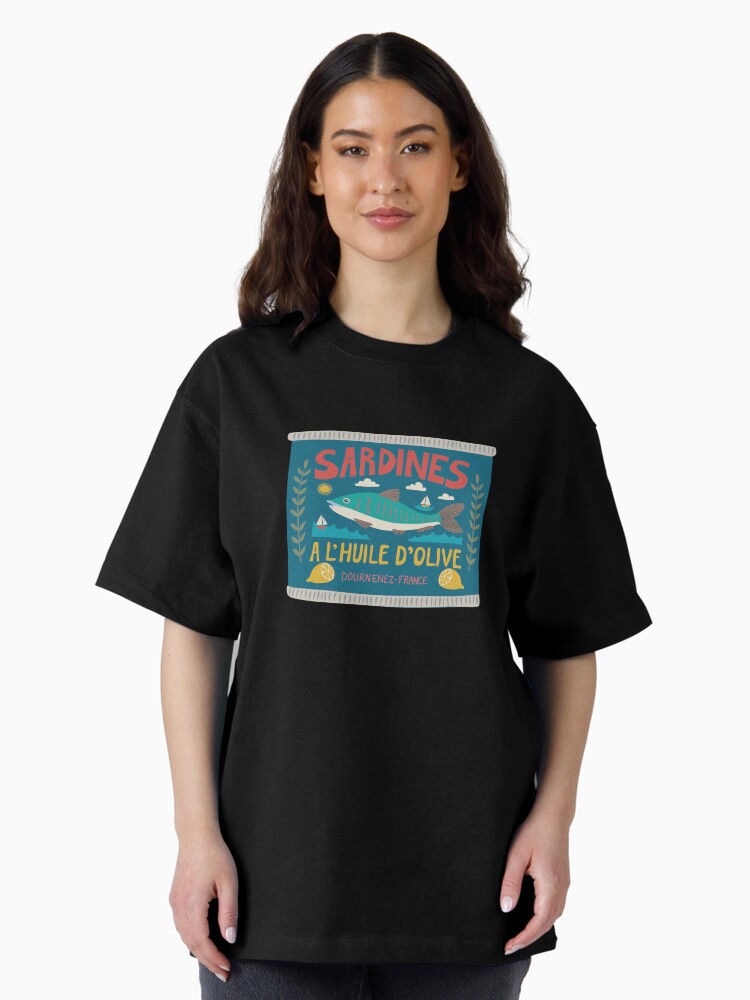 Thumbnail 1 of 7, Oversized T-Shirt, Sardines a l’huile d’ olive - Vintage tin by Cecca Designs designed and sold by Cecca-Designs.