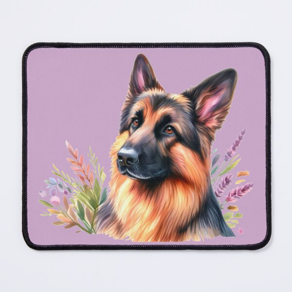 Item preview, Lavender Floral German Shepherd Watercolor Painting - GSD with Flowers designed and sold by Star-Fragment.