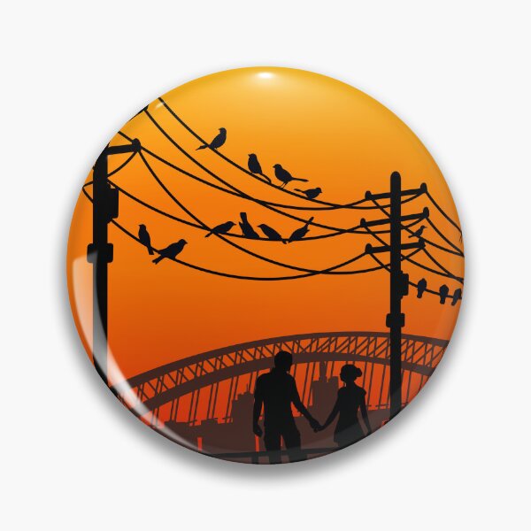 Item preview, Romantic Landscape - City Sunset Black and White Silhouette designed and sold by MyMushroomGrove.