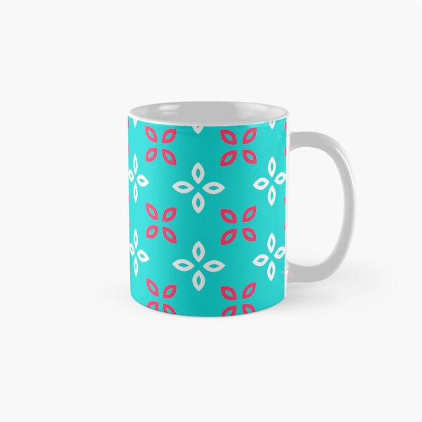 Item preview, Turquoise Blue Red Leaf Petal Cross Bloom Geometric Grid Leaf-Inspired Rustic Ethnic Pattern designed and sold by PenguinForests.