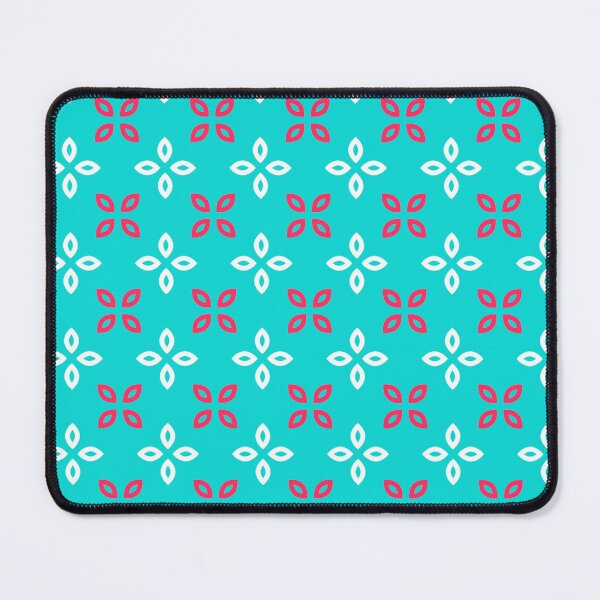 Item preview, Turquoise Blue Red Leaf Petal Cross Bloom Geometric Grid Leaf-Inspired Rustic Ethnic Pattern designed and sold by PenguinForests.