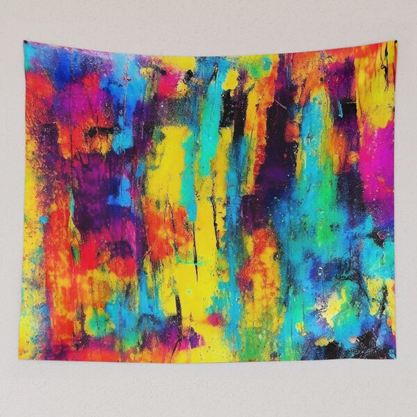 Item preview, Colorful abstract painting with vibrant brushstrokes and dynamic shapes designed and sold by NiRia Spot.
