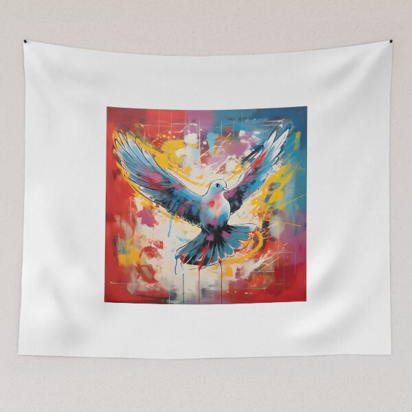 Item preview, Peace Dove Wings of Unity- Abstract Colorful Elegance in Avian Harmony designed and sold by OlfactoART Studio.