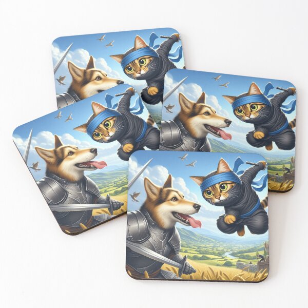 Item preview, Ninja Cat and Knight Dog designed and sold by Kenneth Labuskes.