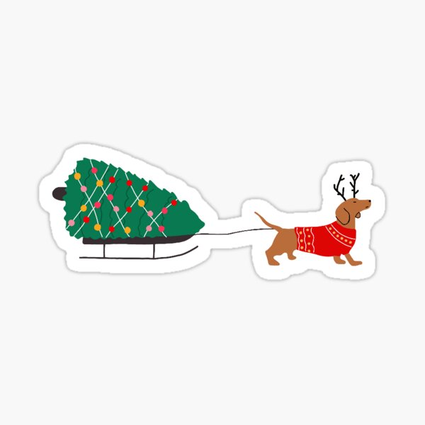 Item preview, Sausage dog and Christmas tree designed and sold by meganxartz.