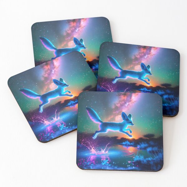 Item preview, Neon Blacklight Style Fennec Fox Leap designed and sold by Matt's Artificial Nature.