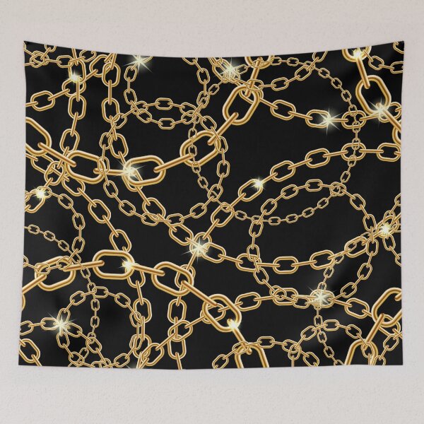 Item preview, Golden chain pattern with bling on black designed and sold by GryThunes.