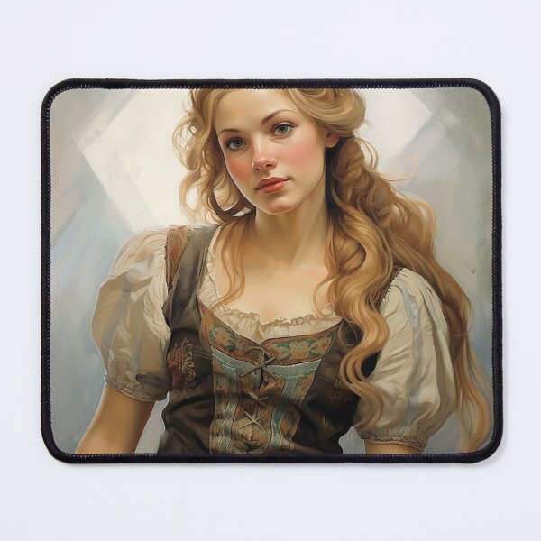 Item preview, German Woman Wearing a Dirndl - Art Nouveau Style designed and sold by ArtNouveauChic.