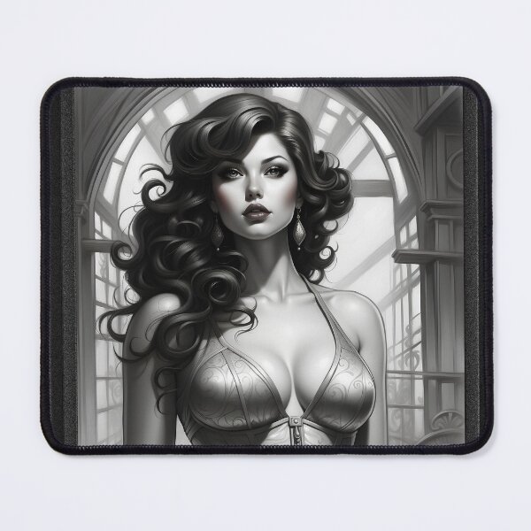 Item preview, Aurellia Retro Age Pin Up Girl Alluring Portrait Illustraion AI Concept Art by Xzendor7 designed and sold by Xzendor7 Digital Art Creations.