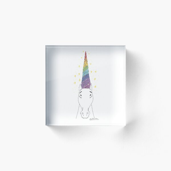 Rainbow Horn Unicorn Acrylic Block