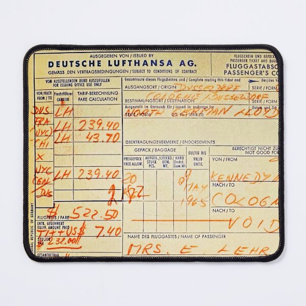 Artikelvorschau, New York Flugticket aus dem Jahr 1964 entworfen und verkauft von RoyalTarget.