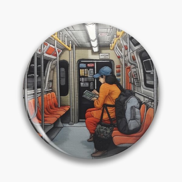 Item preview, Embroidered scene on the subway train designed and sold by ivanmejia.