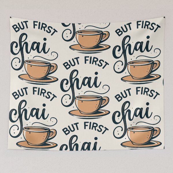 Item preview, But First Chai: A beige Mug of Bliss designed and sold by EmeraldeaArt.