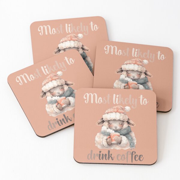 Item preview, Most Likely to Drink Coffee Christmas Funny Cute Christmas Design designed and sold by SwanAndStone.