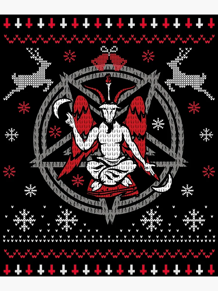 Satanic Christmas. Baphomet Pentagram Xmas Ugly Sweater Greeting Card for Sale by HalfCat Redbubble