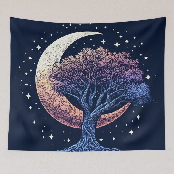 Item preview, Crescent moon and tree. designed and sold by growing-mom.