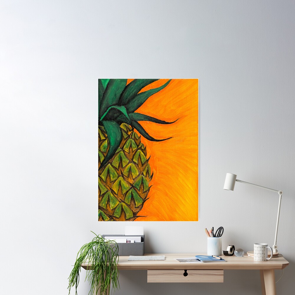 Pineapple oil painting by Bazil Zerinsky Poster for Sale by  RedFinchDesigns