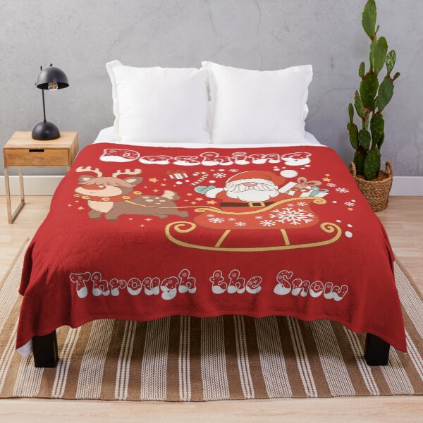 Item preview, Dashing Through the Snow - Cute Santa, Reindeer, Sleigh, and Christmas Presents (White Text) designed and sold by Spiprinto.