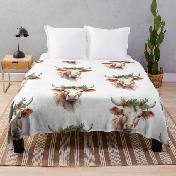 Item preview, Watercolor Christmas Cow designed and sold by jessicapounds.