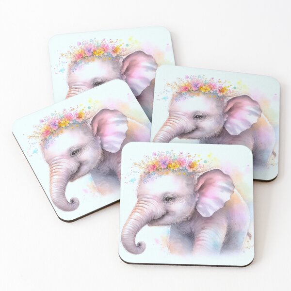 Item preview, Baby elephant wearing a flower crown. designed and sold by growing-mom.