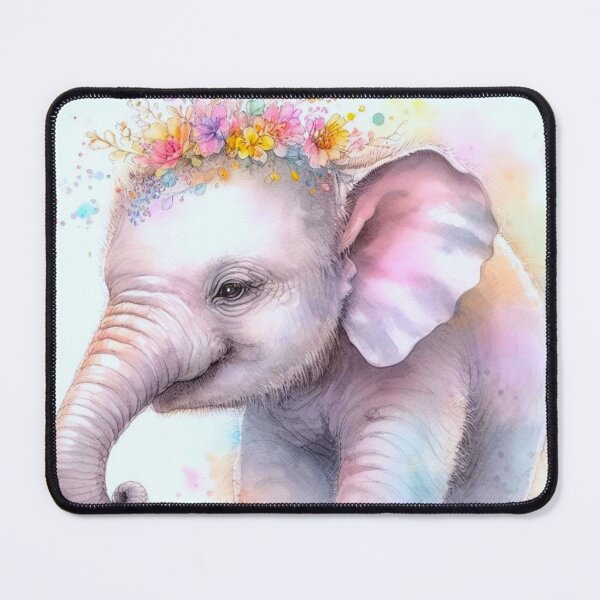 Item preview, Baby elephant wearing a flower crown. designed and sold by growing-mom.