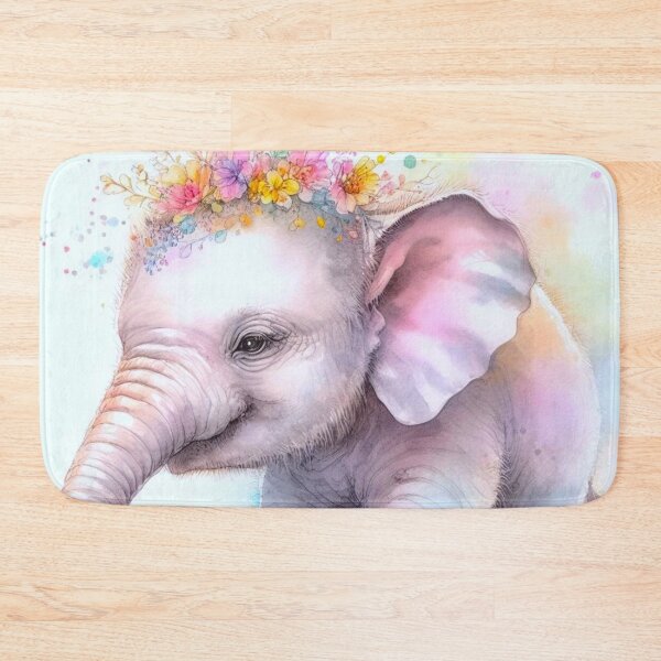 Item preview, Baby elephant wearing a flower crown. designed and sold by growing-mom.