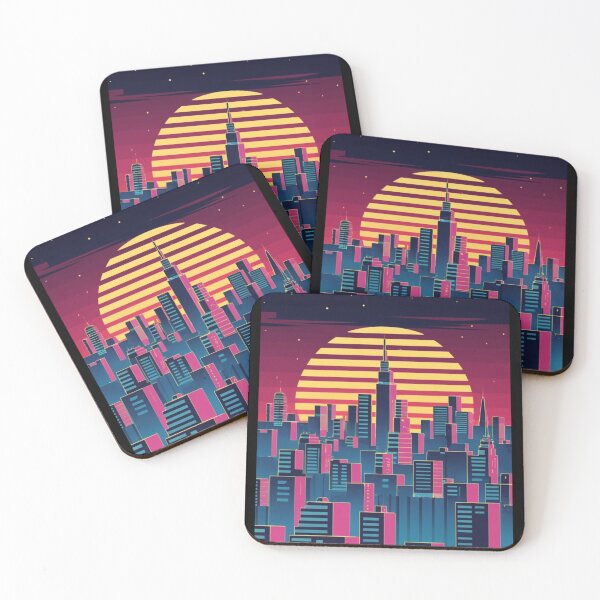 Item preview, Retro Neon Sunset Over a Bustling City designed and sold by CraftedRealm.