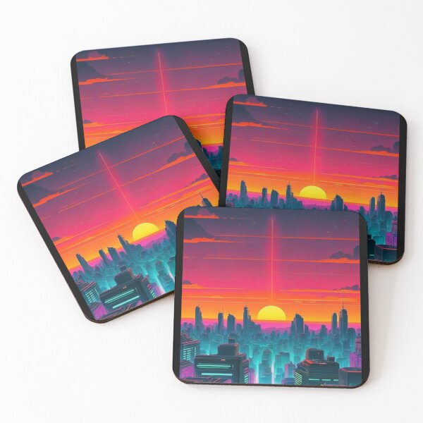Item preview, 80's Retro Neon Sunset Art designed and sold by CraftedRealm.