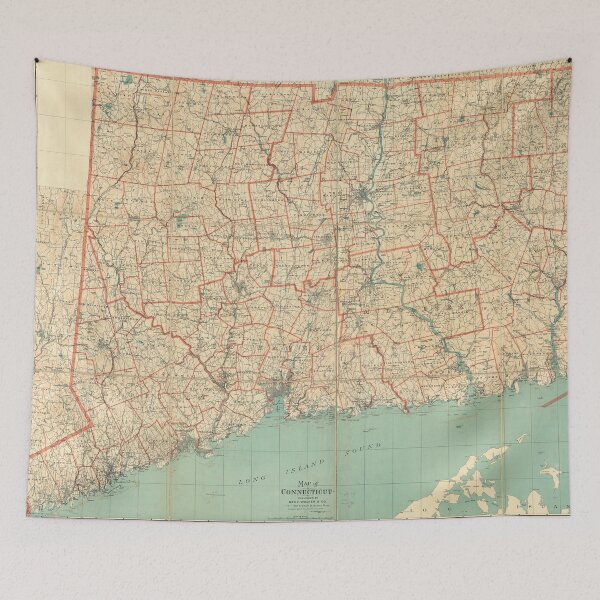 Item preview, Vintage Map of Connecticut (1893) designed and sold by BravuraMedia.