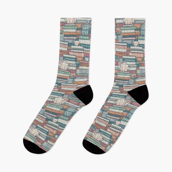 Item preview, Book Stacks and Tea, blue and red designed and sold by lurepeating.