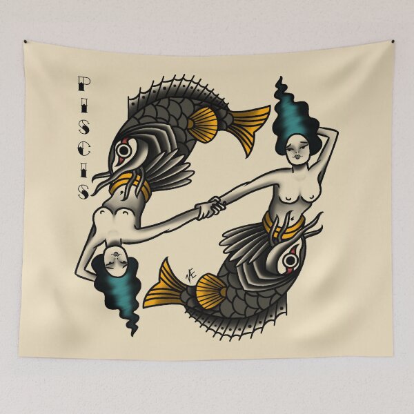 Item preview, Pisces zodiac sign tattoo designed and sold by Valentina Rojas Márquez.