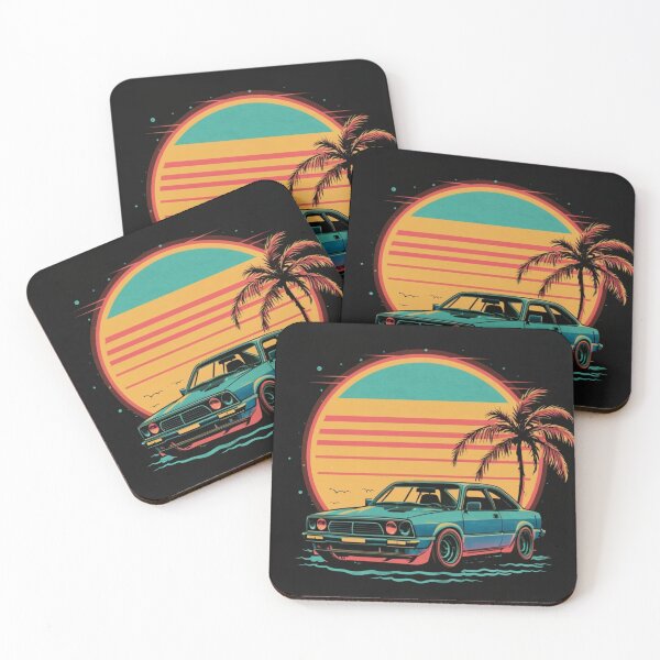Item preview, 80's Retro Neon Sunset Over Muscle Car Beach designed and sold by CraftedRealm.