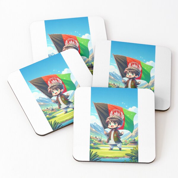 Artikelvorschau, Niedlicher afghanischer Anime-Chibi-Typ, der die afghanische Flagge hält entworfen und verkauft von GingerLFranklin.