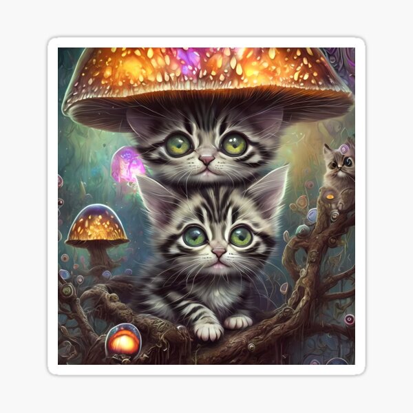 cute cats, ayahuasca, spiritual, psychedelic kitten, gift for mum Sticker