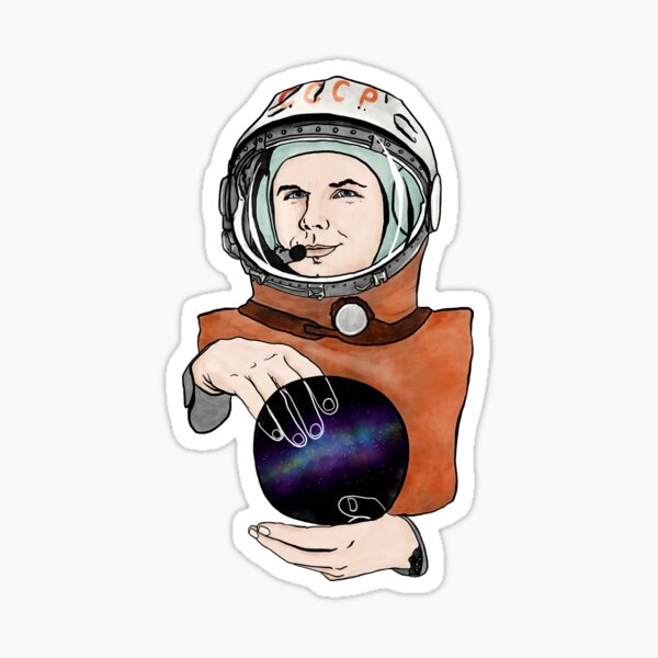 Yuri Gagarin, a Soviet pilot and cosmonaut. Sticker