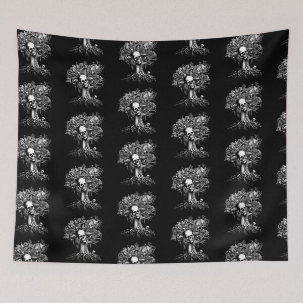Item preview, Halloween Skull And Bones Rock Gothic Tree designed and sold by PugD.