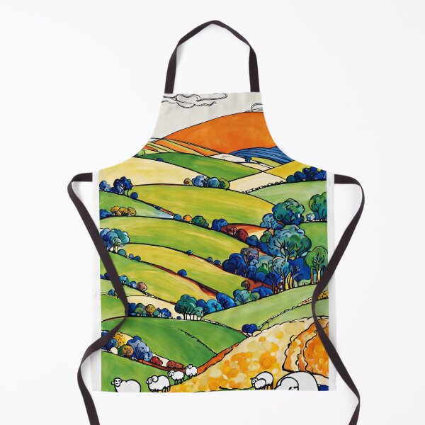 Item preview, sheep and pasture, idyllic countryside farm scenery illustration designed and sold by boyangyang.