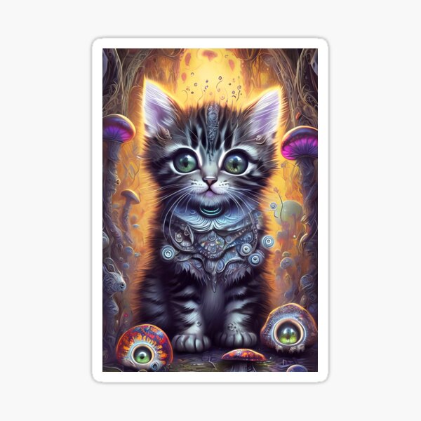 cute cats, ayahuasca, spiritual, psychedelic kitten, gift for mum Sticker