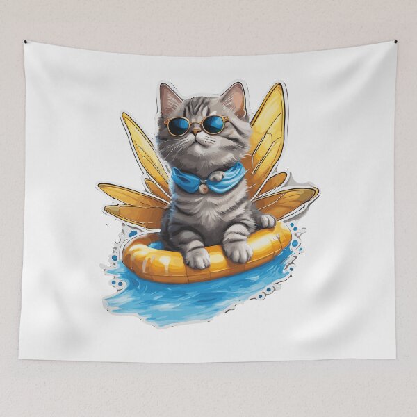 Item preview, Fairy Cat in a Pool Floatie designed and sold by FaerieFusion.