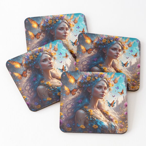 Item preview, Fantasy Buterfly Queen Fairy Blue Flowers  designed and sold by FantasyJo.