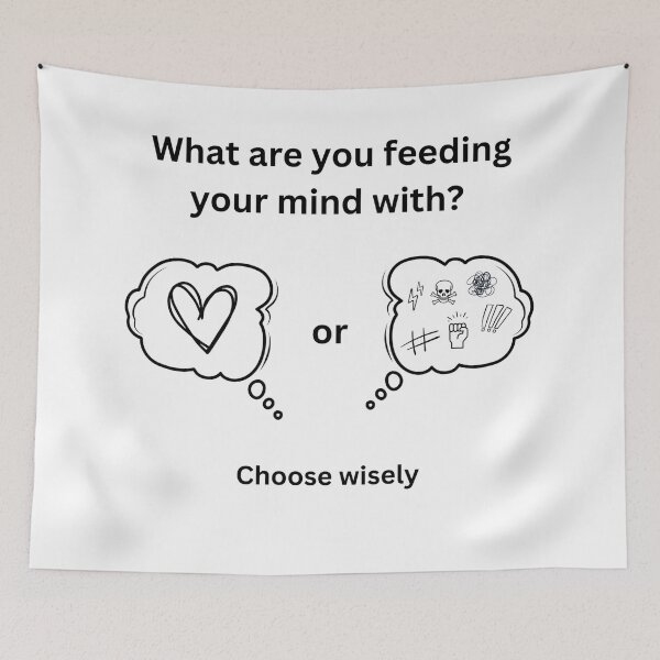Item preview, What are you feeding your mind with? Love or hate? Choose wisely designed and sold by GRINspiration.