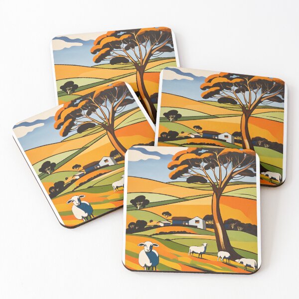 Item preview, sheep and pasture, idyllic countryside farm scenery illustration designed and sold by boyangyang.