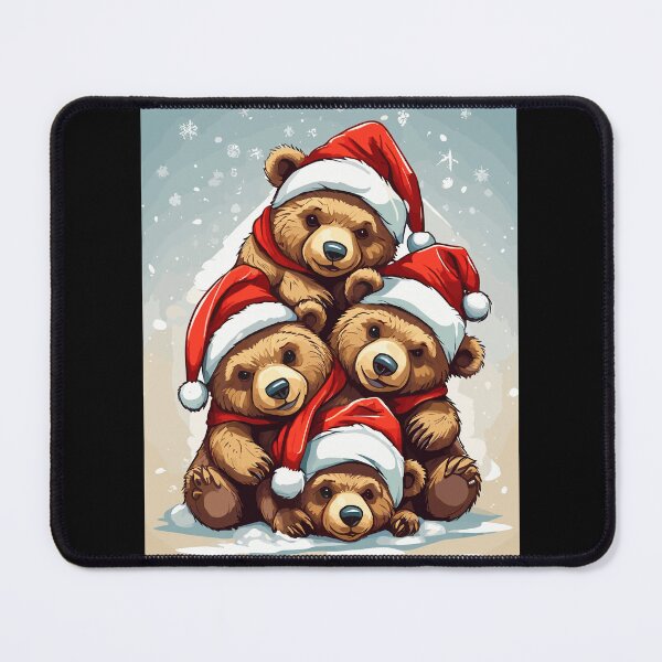 Item preview, Stacked Kawaii Bears Wearing Christmas Hat and Scarf Xmas in Snow Family Bears designed and sold by Peculiarts.