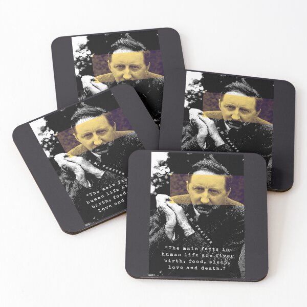 Item preview, E.M. Forster portrait and quote: The main facts in human life are five: birth, food, sleep, love and death. designed and sold by artbleed.